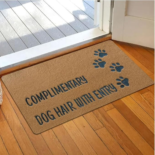 Assaoy COMPLIMENTARY Dog Hair with Entry Funny Door Mats Outside Coir Doormat for Home Entrance,Front Door mat,Indoor Entrance Embroidered Welcome Rubber Rugs Home Christmas Decor 30”x 18”