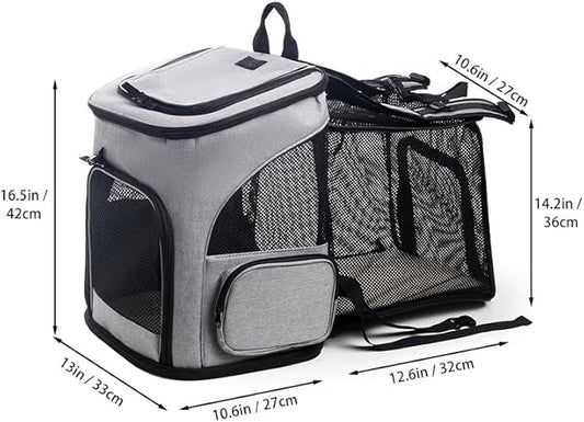 Expandable Cat Carrier Backpack, Large Soft Airline Approved Collapsible Pet Bag for Small Dogs Puppies Medium Cats, Breathable Portable Travel Bags for Camping