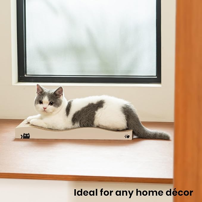 Cat Scratcher, Durable Scratch Pad, Corrugated Cardboard Scratching Board for Indoor Cats, Heavy Duty, Double-Sided Usability, Recyclable, with Catnip,2 Packs