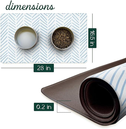 CROXTON & CO. Non-Slip Faux Leather Pet Feeding Mat for Dog Bowls | Large Bowl Mat for Food and Water | Durable, Easy-to-Clean Pet Food Mat for Floors | Size: 16.5"x28"