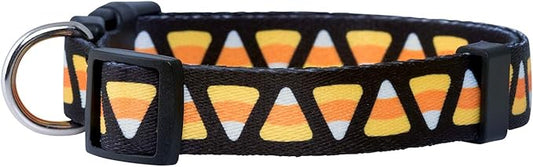 Native Pup Halloween Dog Collar- Spooky Fall Themed Horror Costume Collars- Skull, Pumpkin, Ghost, Bat, Witch, Candy Corn, Spider- Adjustable for Small, Medium, Large Breeds (Small, Candy Corn)