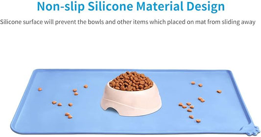AUDWUD Silicone Waterproof Pet Feeding Mats,Anti Slip Bowl Pad, Dog Mat for Food and Water