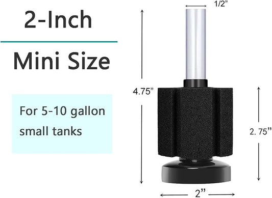 AQUANEAT 3 Pack Aquarium Bio Sponge Filter Breeding Fry Betta Shrimp Nano Fish Tank (Small up to 10Gal)