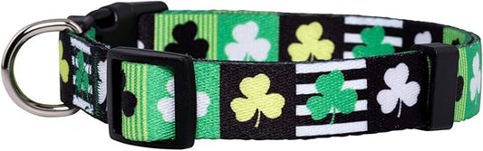 Native Pup St Patricks Dog Collar- Saint Patrick Green Shamrock Pet Collars- St. Patrick’s Lucky Irish- Cute Boy Girl Puppy Gift- Adjustable for Small, Medium, Large Breeds (Patterned Shamrock, Large)
