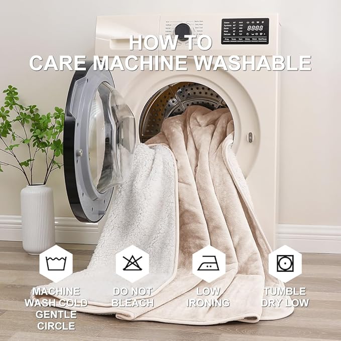 Waterproof Blanket for Beds – Ideal for Couch & Pets Splash Proof Sherpa Throw, Leakproof TPU Layer, Stain Resistant Washable Bed Protector – Khaki, 90"x 80"