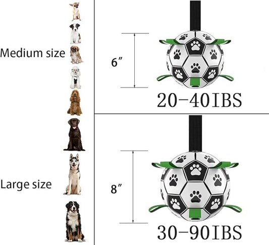 Dog Toys Soccer Ball, Interactive Dog Toys for Tug of War, Puppy Birthday Gifts, Tug Toy, Water Toy, World Cup Durable Balls for Medium & Large Dogs(8 INCH