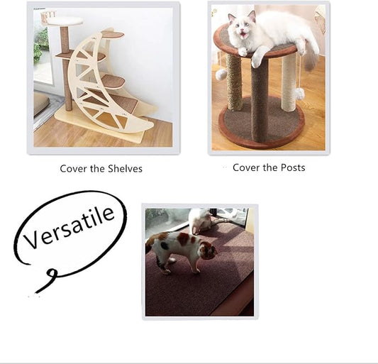 SHENGOCASE 157.5"x15.8" Trimmable Self-Adhesive Carpet Mat Pad Replacement for Cat Tree Shelf Shelves, Cat Wall Furniture Steps, Carpet Scratching Post Scratcher Couch Protector (Brown)