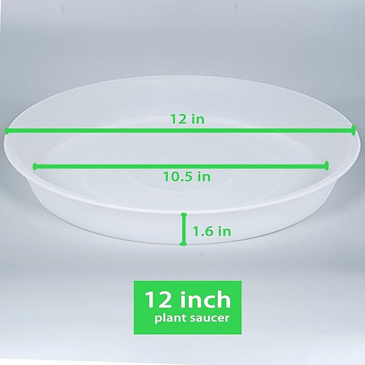 2 Pack of 12 inch Plant Saucer, 1.7" Depth Tray, Large Deep Garden Plastic Flower Planter Plant Trays for Indoors Outdoor Bath Bath (12", Clear)