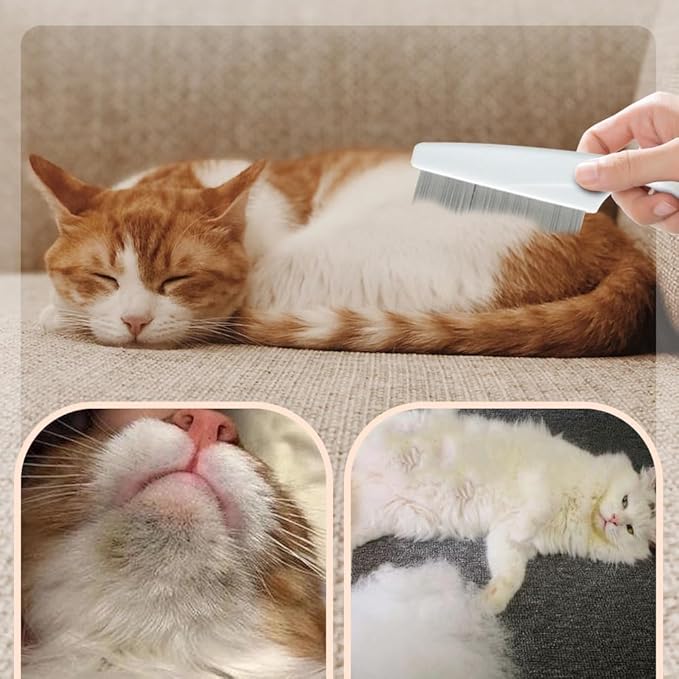 2 Pack Multifunctional Pet Comb, Upgrade Pet Grooming Brush Magic Tear Stain Removal Fine Tooth Stainless Massage Comb Kit for Puppies and Dogs (Pink)