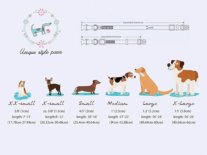 Unique style paws Dog Collar Metal Buckle Colorful Flower Collar Gift Durable Cute Collar for Small Medium Large Boys Girls Dogs