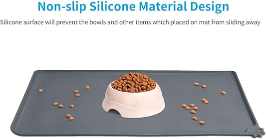 AUDWUD Silicone Waterproof Pet Feeding Mats,Anti Slip Bowl Pad,Dog Mat for Food and Water