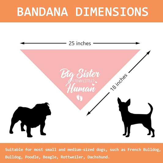 Baby Announcement Dog Bandana Big Sister to My Little Human Gender Reveal Pregnancy Announcement Photo Props Dog Scarf for Large Medium Small Dogs