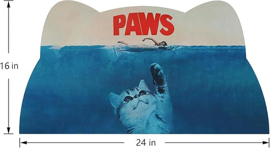 Cat Food Mat - Pet Feeding Mat for Floor, Non-Slip, Waterproof, Super Absorbent, Easy to Clean, Blue, Cat, Dog 15.9''x23.8''