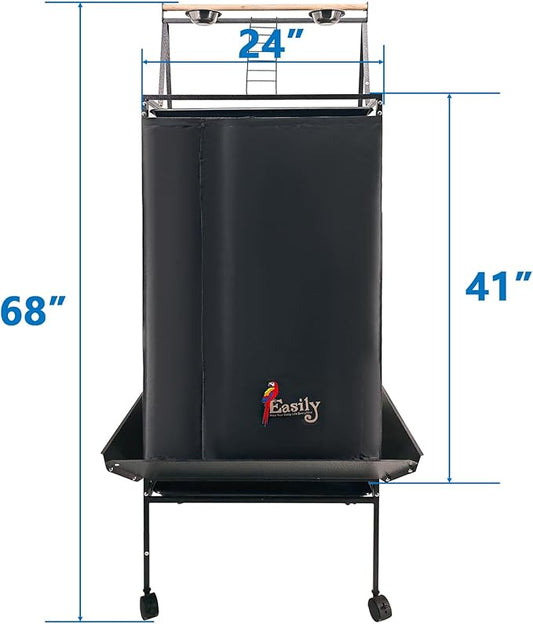 Easily Good Night Bird Cage Cover for Large Bird Cage with Play Top with Storage Pocket,68"