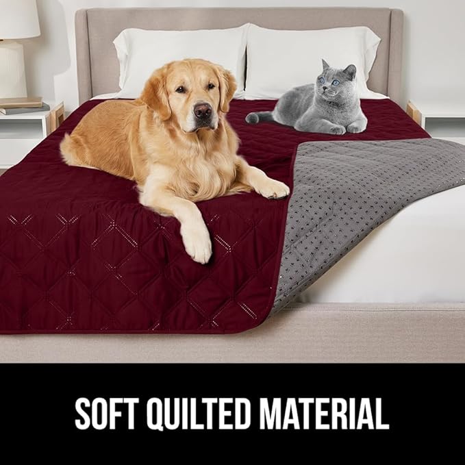 GORILLA GRIP Waterproof Couch Cover for Dogs, Gripped Slip Resistant Backing, Leak Proof Washable Dog Blanket Covers Sofa, Bed, Sectional, Crate, Car, RV Seats, Pet Puppy Essentials, 30x70 Burgandy