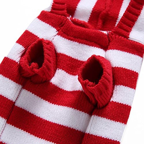 S-Lifeeling Red and White Striped Dog Sweater Holiday Halloween Christmas Pet Clothes Soft Comfortable Dog Clothes - Image 6