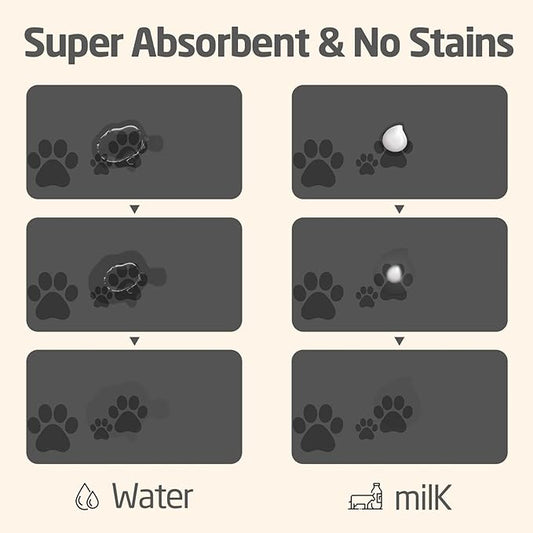Pet Feeding Mats-Absorbent Dog Mat for Food and Water Bowl, Dog Accessories Pet Supplies, Quick Dry No Stains Water Dispenser Mat for Pet, Non-Slip Bowl mat for Messy Drinkers