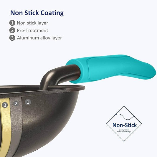 WePet Cat Litter Scoop, Non-Stick Plated Aluminum Alloy Sifter, Kitty Durable Metal Scooper, Deep Shovel, Long Handle, Kitten Pooper Lifter, Size Medium, Coated Black Body with Turkish Blue Handle