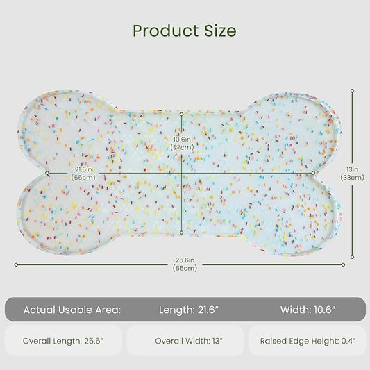 Dog Food Mat Anti-Slip Silicone Dog Bowl Mat Thicker Pet Placemat Waterproof Cat Feeder Pad with Raised Edge Puppy Kitten Feeding Mats Suitable Small Medium-Sized Dogs Cats Eating Tray