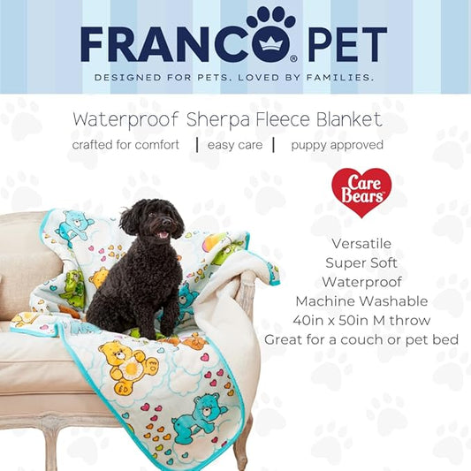 Franco Pet Care Bears Super Soft Cozy Waterproof Sherpa-Backed Blanket Throw for Medium Dogs, Couch/Bed/Car, 40x50 (Officially Licensed Product)