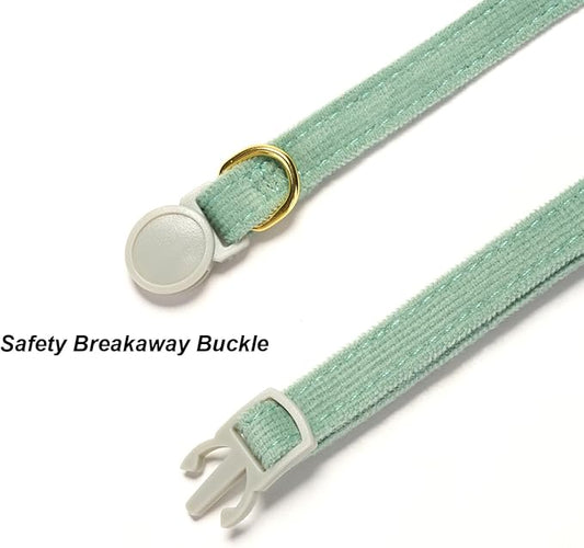 Cotton Breakaway Cat Collar with Bow Tie and Bell, Adjustable Cute Soft Corduroy Kitten Collars for Girl and Boy Cats