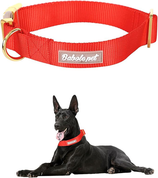 Nylon Dog Collar - Adjustable Red Soft Webbing Dog Collars for Small Medium Large Dogs Boy Girl Puppy Collar with Safety Metal Buckle XS