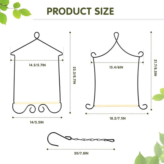 4PK Metal Frame Hummingbird Swings and Perches with Wooden Dowel Black Bird Swing Outdoor Bird Perch Humming Bird Swing