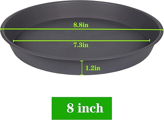 2 Pack of 8 inch Plant Saucer Clear, Heavy Duty Plastic Plant Water Tray 8 inch Round, Flower Plant Saucers for Indoors No Holes, Plant Dishes Saucer for Planter 7"/8" (8", Cement)