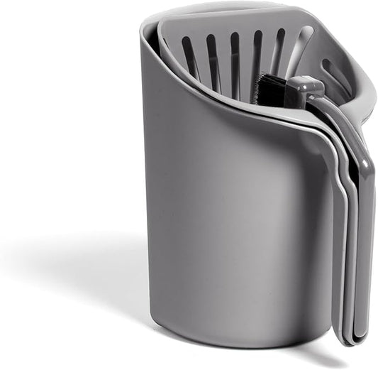 Kitty City Infinity Cat Litter Scoop with Holder – Non-Stick Aluminum Litter Sifter & Deep Shovel, Ergonomic Handle, Easy Clean Poop Scooper for Cats