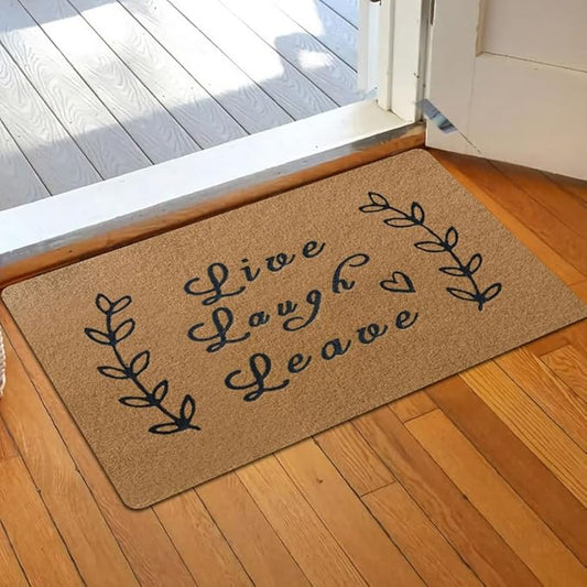 Assaoy Live Laugh Leave Funny Doormats,Coco Coir Outdoor Door Mat with Heavy Duty Backing,Floor Embroidered Mat Entrance Rubber Rugs Indoor Outdoor Home Decora Easy to Clean 30”x18”