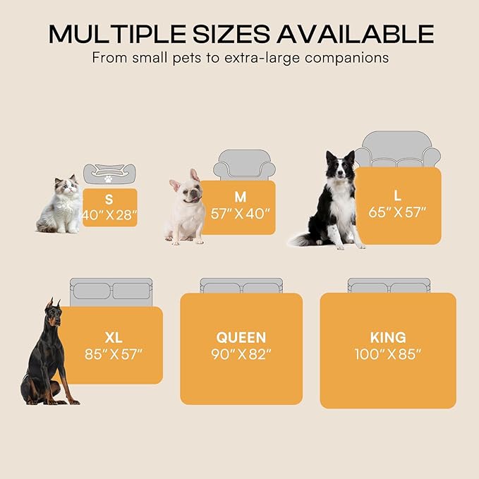 Luciphia Waterproof Pet Blankets for Couch Sofa Bed Cover Cat Liquid Pee Proof Washable Soft Fluffy Large Dog Blanket Reversible Furniture Protection Puppy Grey Paw Thicken King Size(100" x 85")