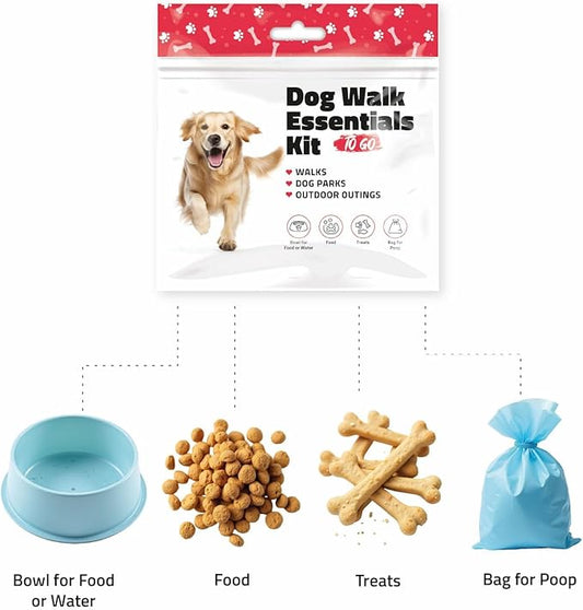 pH Advantage Dog Walking Essentials Kit – Includes Poop Bags, Disposable Water Bowl, Treats & Food – Travel-Friendly Pack Perfect for Walks, Hiking & Unexpected Emergencies - Red Style (3)