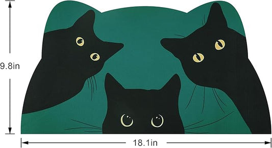 Cat Food Mat - Pet Feeding Mat for Floor, Non-Slip, Waterproof, Super Absorbent, Easy to Clean, Blue, Cat, Dog 18.1''x9.8''