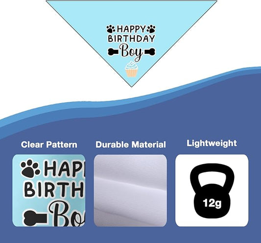 Dog Birthday Bandana Boy Happy Birthday Gifts for Dogs Photo Prop Party Supplies Puppy Pet Scarf Accessories for Dog Lovers