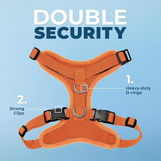 Voyager Step-in Pet Harness - All Weather Mesh, Adjustable Step in Harness for Cats and Dogs by Best Pet Supplies - Orange, S