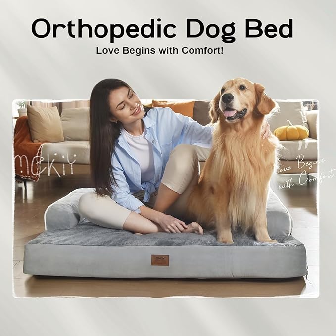 Dog Bed Large Sized Dogs-Orthopedic Waterproof Bed for Dogs,Large Dog Beds with Washable Removable Cover & Non-Slip Bottom