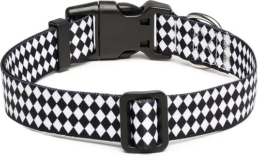 Mercano Adjustable Dog Collar - Special Design Patterns, Soft Nylon Comfortable Durable Pet Collar for Small Medium Large Dogs (L, Rhomb)