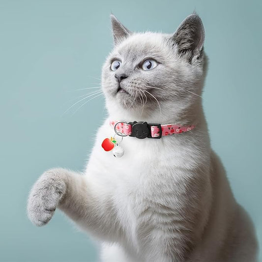 7 Pack Breakaway Cat Collars with Bells & Fruit Pendants,Safety Kitten Collar,Adjustable,Ideal for Girl Cats Boy Male Cats Pet Supplies,Accessories,Gifts