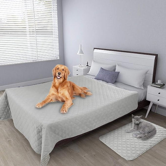 Easy-Going 100% Waterproof Dog Bed Cover, Non-Slip Pet Blanket for Furniture, Washable Couch Cover, Repleasement Sofa Cover (96x82 in, Light Gray)