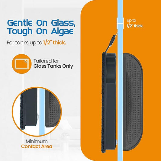 FLIPPER Float Standard Magnetic Aquarium Cleaner – 2-in-1 Flip Scrubber and Scraper, Floating Design with Strong Magnets for Cleaning Algae and Debris on Glass and Acrylic Tanks up to 1/2" (12mm)
