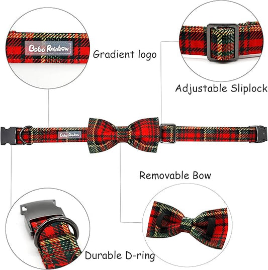 Dog Collar - Thanksgiving Turkey Dog Collar Bowtie Gift Puppy Soft Bow Adjustable Metal Buckle Pet Collar for X-Small Dogs