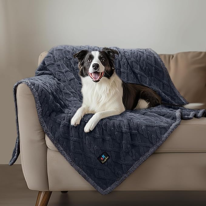 Luciphia Waterproof Pet Blanket, Liquid Pee Proof Dog Blankets for Sofa Bed Couch, Reversible Sherpa Fleece Furniture Protector Cover for Small Medium Large Dogs Cats,Dark Grey Large(65" x 57")