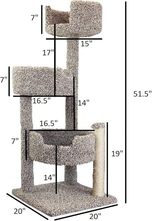 New Cat Condos Real Wood and Carpeted Cat Tree, Speckled