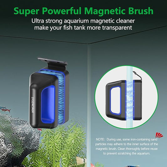 Aquarium Magnet Glass Cleaner, Double-Sided Detachable & Floating Algae Scraper for 0.2-0.4 Inch Fish Tank Glass Cleaning, No Scratches(S)