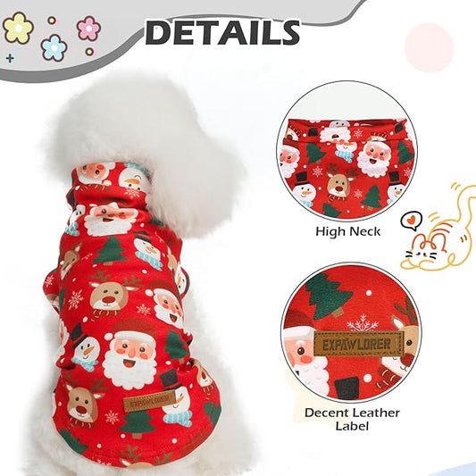 EXPAWLORER Cat Christmas Sweater - Sweaters for Cats Only Soft Warm Pet Clothes, Fall and Winter Xmas Coat Pullover Design, Fleece Sweatshirt Clothing Also for Puppy Small Dogs, Large