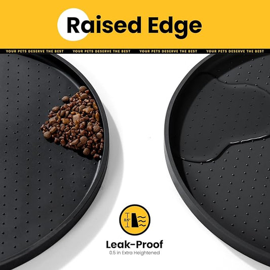 Dog Food Mat,1/2 Inch Raised Edges Cat Dog Feeding Mat for Spill Containment,BPA-Free Silicone Pet Food Mats for Floor Waterproof,Rubber Pet Placemats for Food and Water Bowls