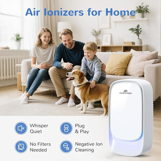 Air Ionizers, Plug in Negative Ion Air Purifier, Pet Odor Eliminator for Dogs/Cats, Ozone Free Quiet Air Freshener for Small Spaces/Cat Litter Room, Kitchen, Smoke Dust, Mini Air Cleaner