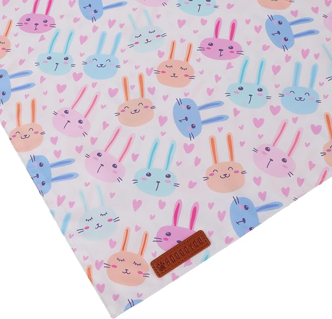ADOGGYGO Easter Dog Bandanas 2 Pack, Reversible Bunny Carrot Print Puppy Scarf, Premium Fabric, Adjustable Fit Easter Bandana for Small Dogs (Small)