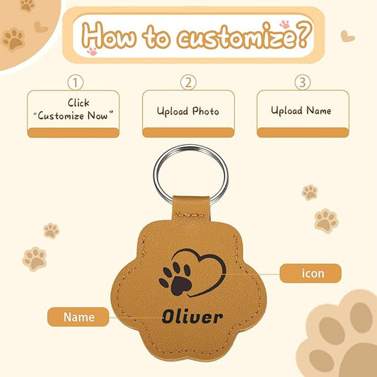 Custom Leather Pet Fur Keychain – Personalized Memorial Keepsake Keyring for Friend, Dog Cat Hair Sympathy Gifts
