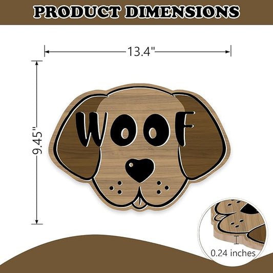 Cute Dog Front Door Sign, Farmhouse Wood Door Hanger Outdoor Outside Porch Decor Pet Lover Owner Gift, Rustic Wooden Wreath Indoor Wall Hanging Decoration
